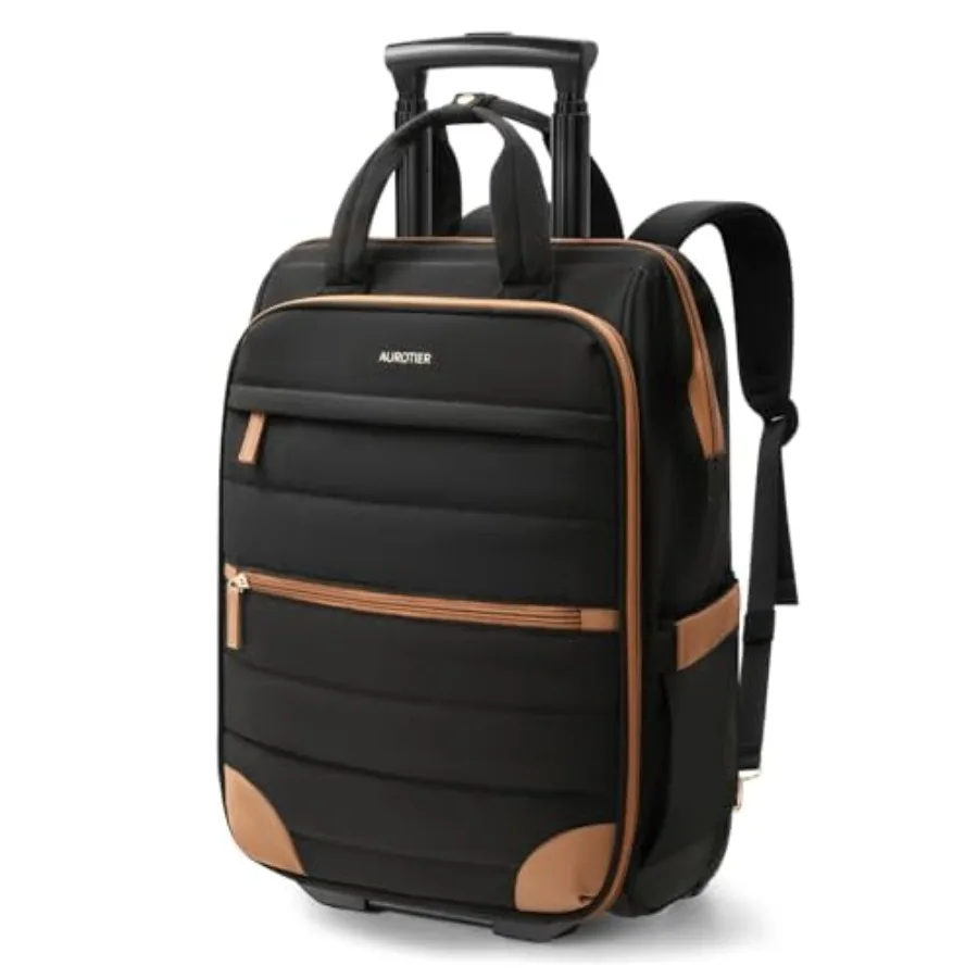

Rolling Puffer Backpack for Women, Travel Backpack with Wheels, 16 Inch Wheeled Laptop Backpck, Dual-Opening Design Overnight C