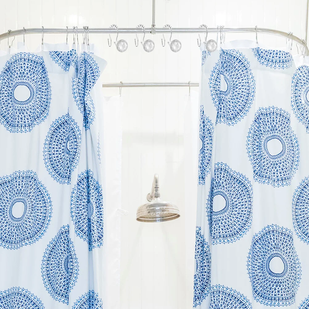 

12 Pcs Curtain Hooks Stainless Steel Decorative Shower Curtain Hook Rings Easy Install Remove Smooth