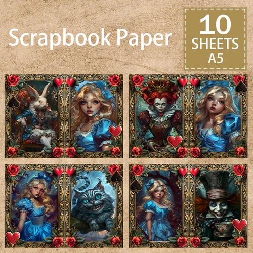 빈티지 그런지 저널 계획 스크랩북, A5 사이즈, 슬픈 요정 마녀 배경, 10 매 