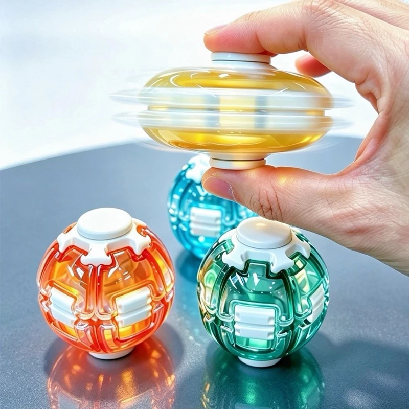 LED Magic Press To Spin Stress Relief Fidget Balls Autism ADHD Focus Quiet Cool Gadgets Unique Gifts For Kids & Adults