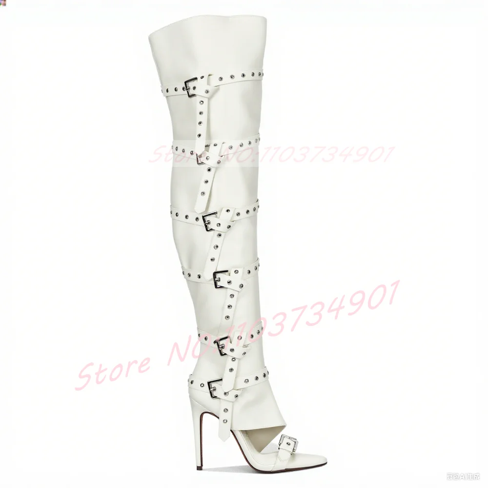 

Ботинки с открытым носком и пряжкой с несколькими кольцами, женские ночные черные уличные ботинки с острым носком, женские босоножки на высоком каблуке в стиле панк