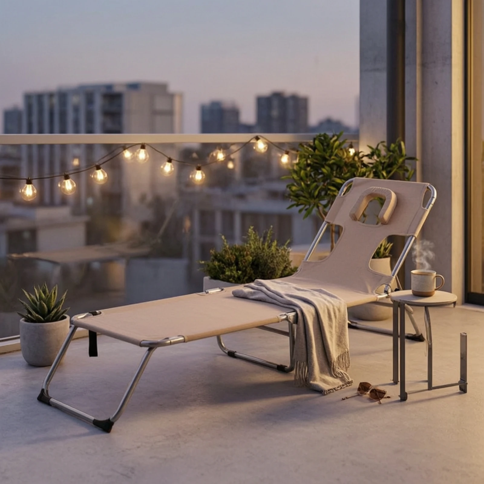 Folding Sunbed Adjustable Reclining Chair with Face Hole Reclining Lounger Padded Folding Lounge Chair Portable for Sunbathers