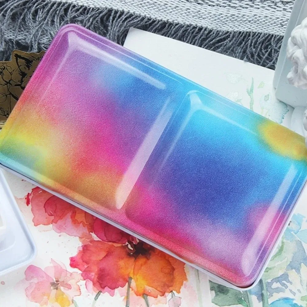 Portable Empty Metal Painting Box Foldable Watercolor Storage Folding Iron Case Watercolor Paint Box Watercolor Paint