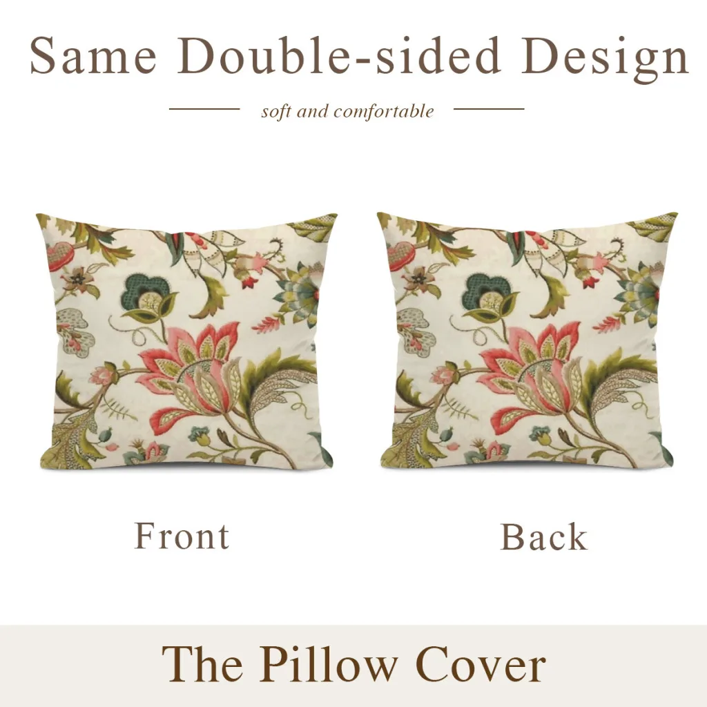 Jacobean Floral Crewel Embroidery Pattern Digital Art Vector Painting Cushion Cover Pillowcase Cushion Pillow Home