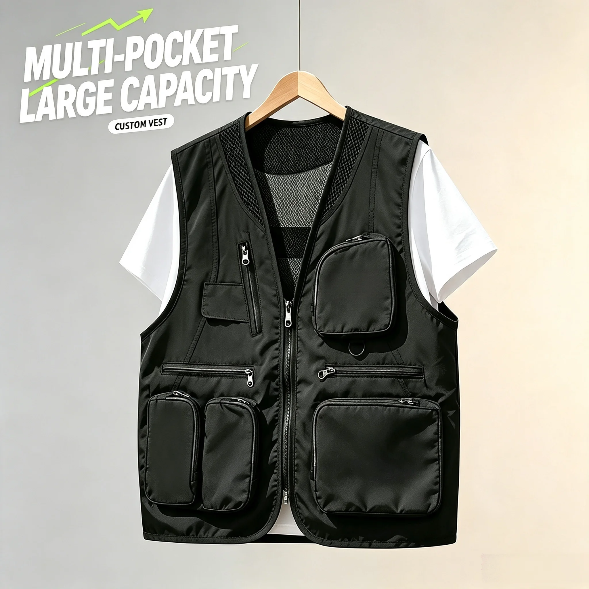New Fishing and Maritime use Mesh Work Vest Printing LOGO Outdoor auto show event advertising vest with multiple pockets