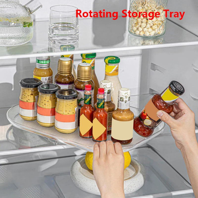 

Turntable Organizer Lazy Susan For Refrigerator 360 Rotatable Rectangle Storage Rack Clear Turntable Rack For Kitchen Cabinet