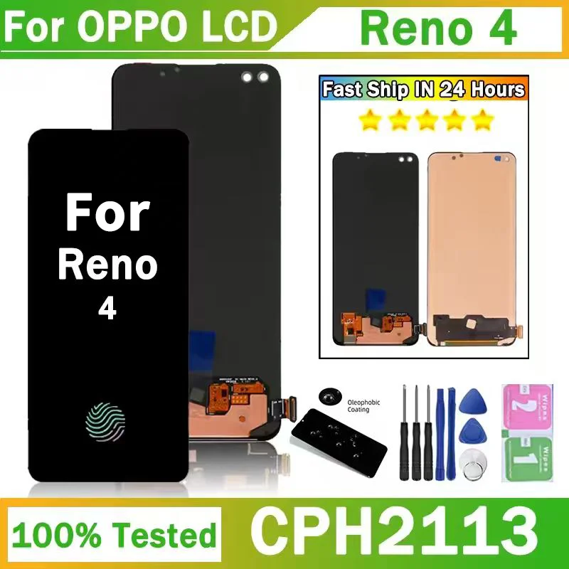 6,43" Nowy wyświetlacz LCD do OPPO Reno4 4G CPH2113, moduł dotykowy LCD do Oppo Reno 4 5G PDPM00, PDPT00, CPH2091.
