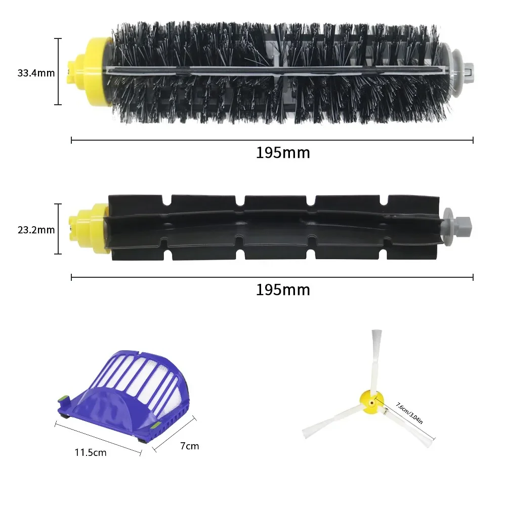 Used for IRobot Roomba 500 600 Series Robot Vacuum Cleaners with Edge Brush Filters 550 560 650 620 528 536 564 580 595 630