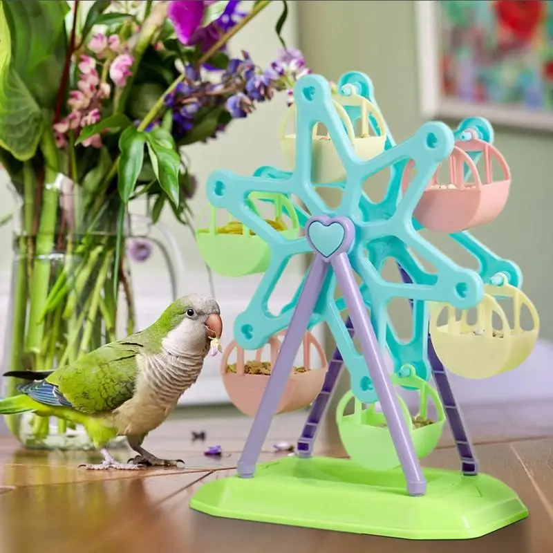 Ferris Wheel Style Bird Feeder Bird Toy Rotating Perch Foraging Wheel Toy Bird Interactive Toy For Parrot Training Props