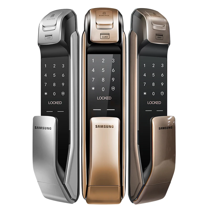 Push Pull Handle With Fingerprint Digital Smart Home Lock and Rfid Card Verification Samsung SHS-P718