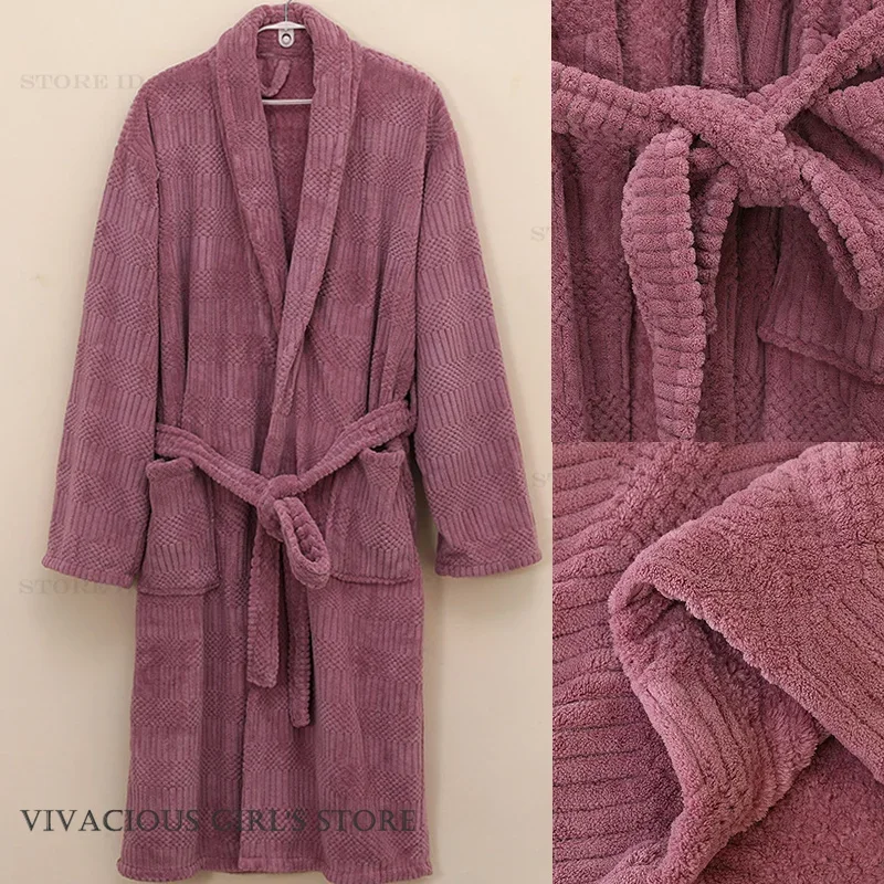 

Soft Warm Coral Fleece Sleepwear Kimono Bathrobe Gown Home Dress Winter New Thicken Female Robe Loose Casual Flennel Lounge Wear