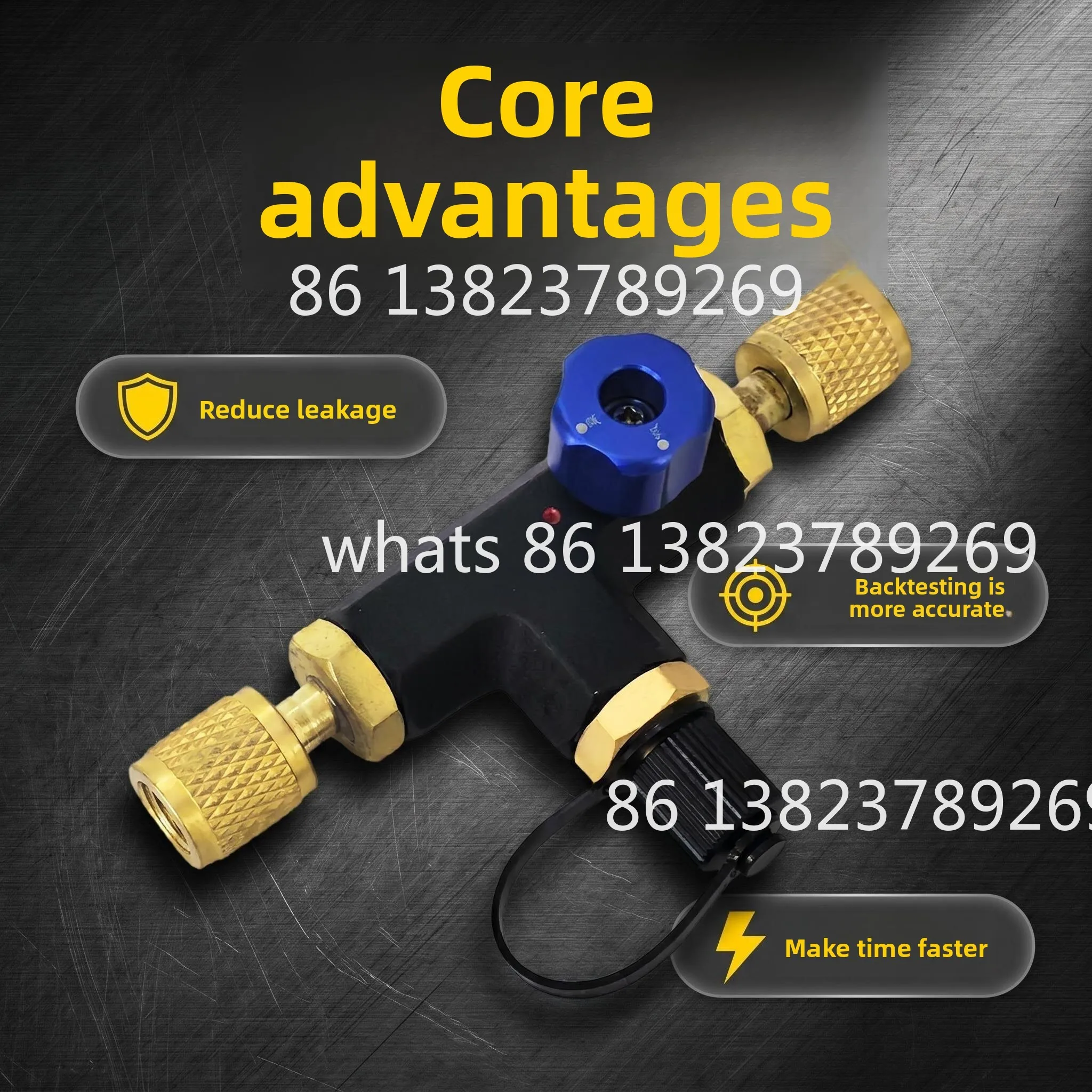 VHB-1 1/4 Inch Valve Core Removal Tool Dual Valve For HVAC Tools Vacuum-Rated Valve Core Removal Tool Disassembly