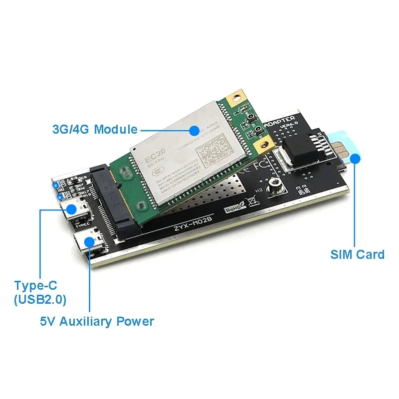 Mini PCI toTYPE-C USB2.0 Riser Card 3G 4G Modem Dongle For Quectel EP06-E EC25-E EC25-AF EC25-A EC25-J SIMCOM SIM7600SA-H Module