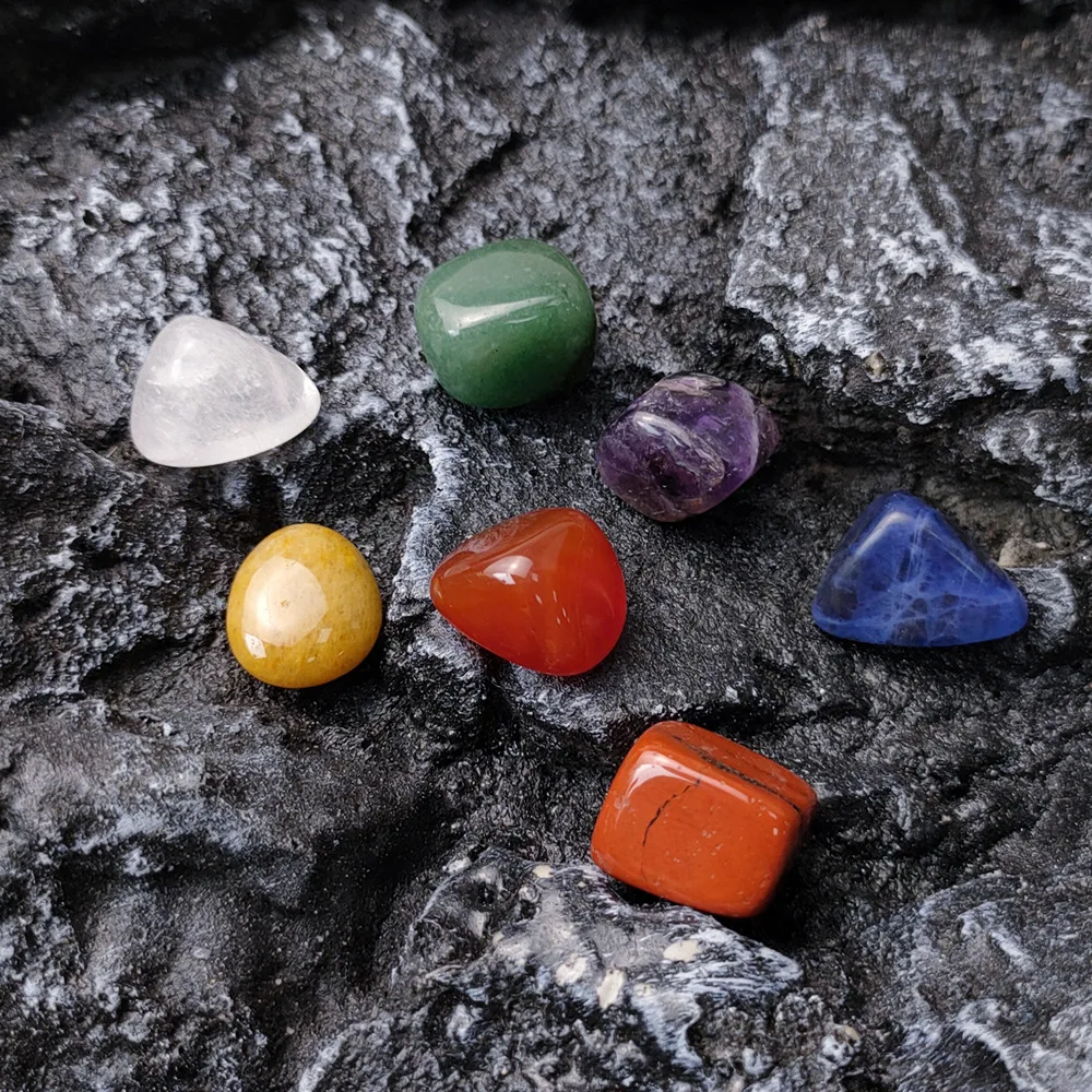 Crystal, Agate, Jade, Seven-color Stone Combination Set, Arrow-wound Hexagonal Column, Gypsum Tower, Yoga Stone