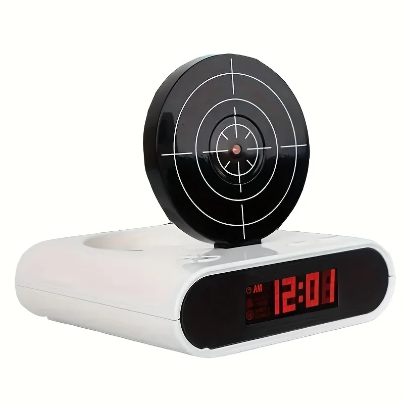 LED Target Wake UP Alarm Clock Creative Gun Shooting Alarm Personalized 12H Digital Display For Heavy Sleepers Novelty Boy Girls