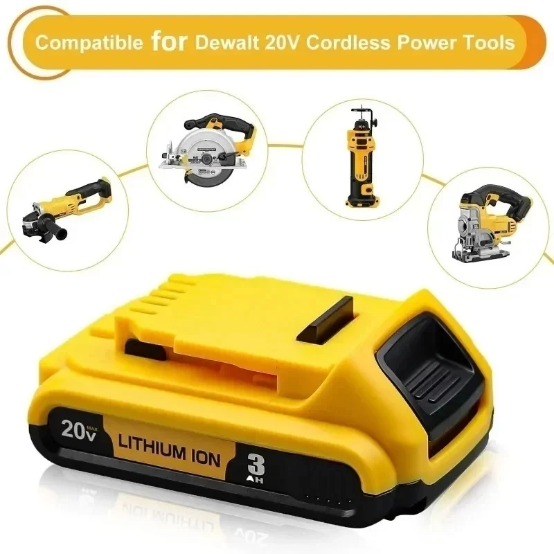 Imagem -02 - Ion Bateria Substituição para Dewalt 18v Max Baterias de Iões de Lítio Dcb206 Dcb205 Dcb204 Dcb200ferramentas Eléctricas 3ah Dcb203 li