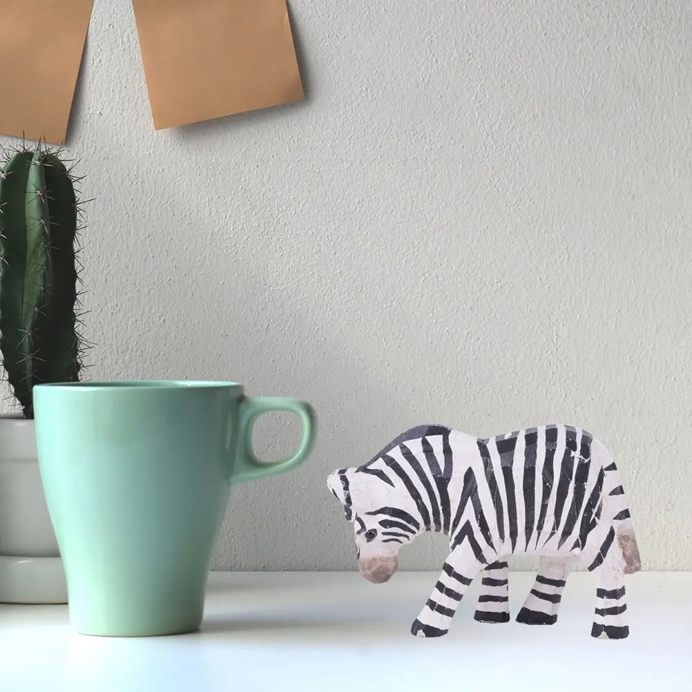 

Wood Carved Zebra Decor Handcrafted Wooden Animal Ornament for Home Office Desktop Decoration Nordic Style Craft