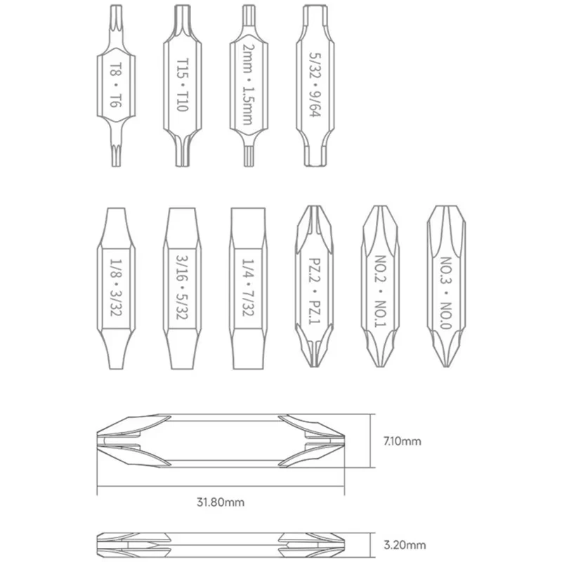 20 In 1 Bits Kit Magnetic Screwdriver Bits Set Only for NexTool Pocket Tool E1/Flagship Captain Multi Tool