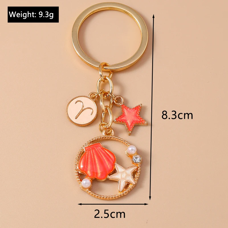 Niedlicher Sommer-Strand-Seestern-Muschel-Schlüsselanhänger für Autoschlüssel, Souvenir-Geschenke für Frauen und Männer, Handtaschen-Schlüsselringe, DIY-Schmuckdekoration – Detail 1