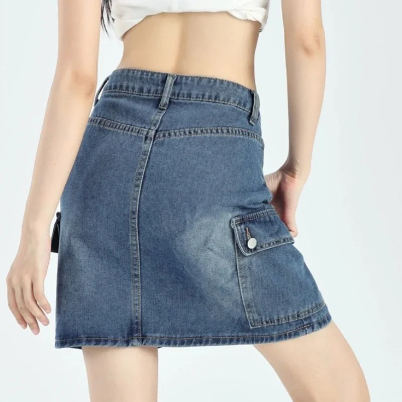 

Summer High-Waisted Vintage Women's Denim Short Skirt Slim Sexy Korea Fashion Girl Cute Street A-line Mini Jeans Skirts Women