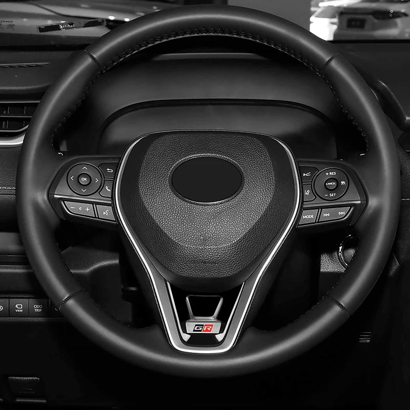 ديكور السيارة الداخلي عجلة القيادة لوحة الترتر غطاء أسفل الكسوة ملصق ABS صالح لتويوتا كورولا 2019-2021 RAV4 2020