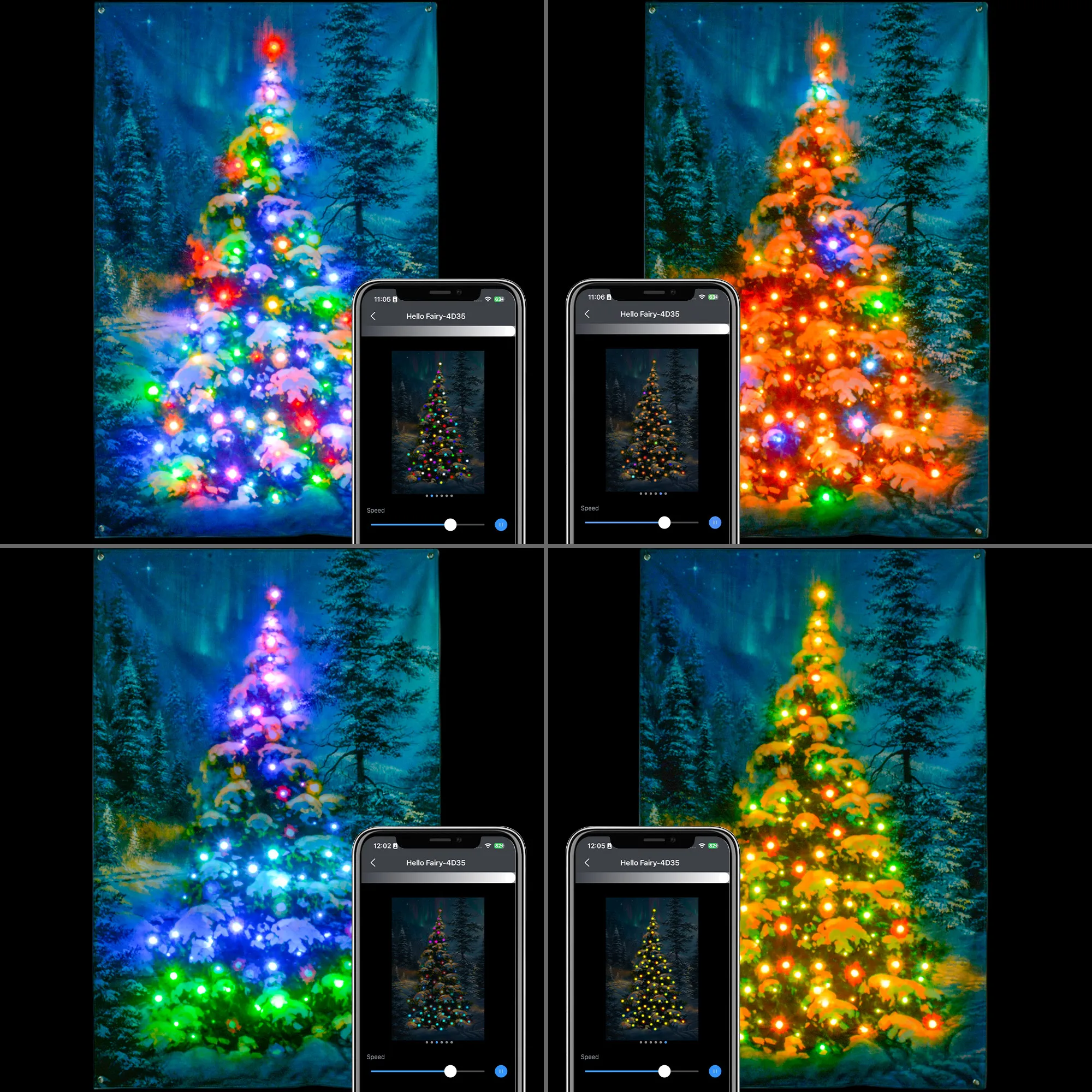 Christmas Tree Colorful Tapestry Canvas Garland with RGB LED Lights App Control Color DIY USB Power For Home Decor