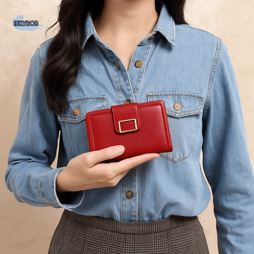 

Fashion PU Multiple Card Positions Wallet Ultra Slim Minimalist Handheld Bag Solid Color Exquisit Card Package Students