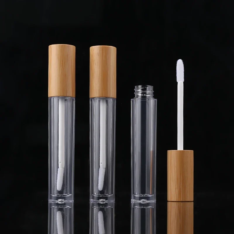 Mini tubo de brilho labial portátil vazio tubo de brilho labial de bambu embalagem cosmética caixa de embalagem de brilho labial, recipiente costemico de bambu