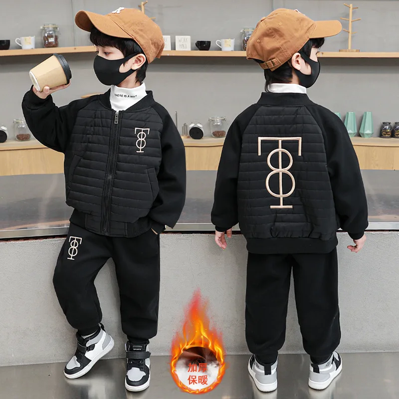 Kids Clothes Winter Warm Boys Clothing Sets Children Thicken Zip Padded jacket+Pants 2pcs/Sets Boy Tracksuit Toddler Girl Outfit