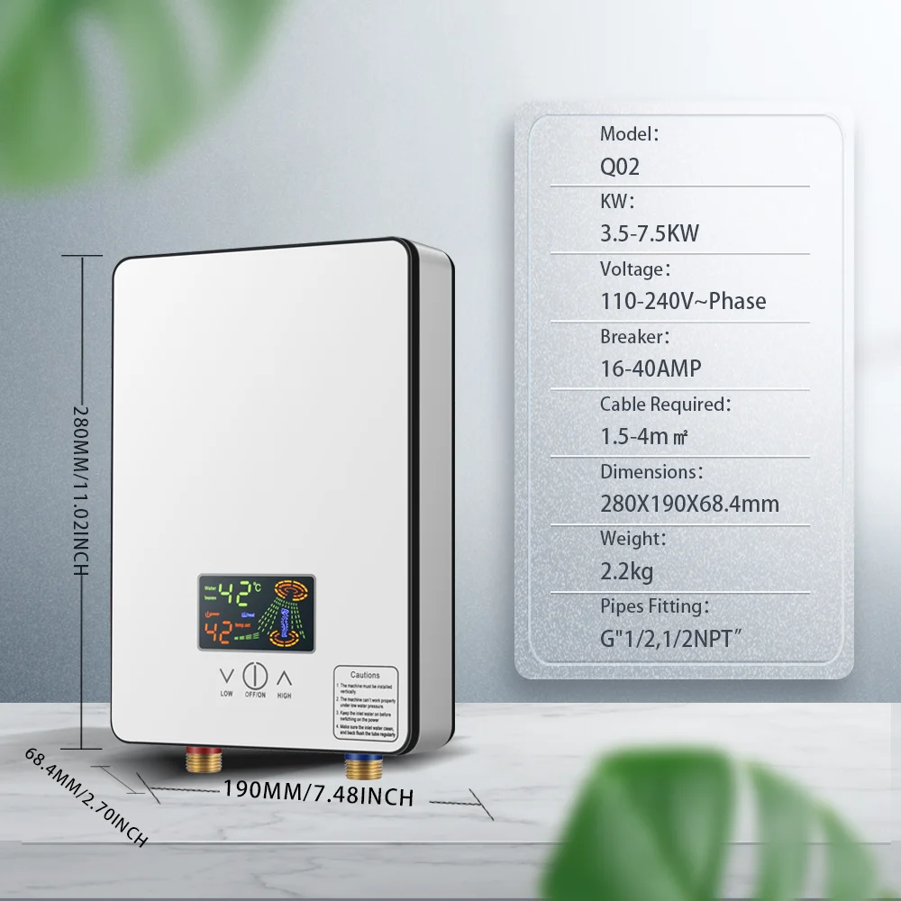 220V 6500W Top Selling For Both Shower And Kitchen Instantaneous Electric Tankless Hot Water Heaters Shower