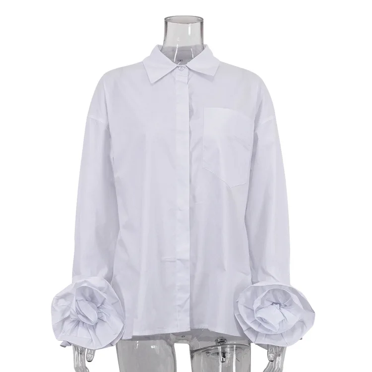 Csa Floral de manga larga para mujer, csa blanca con cuello para ir al trabajo, cárdigan abierto versátil, Top hoado ...