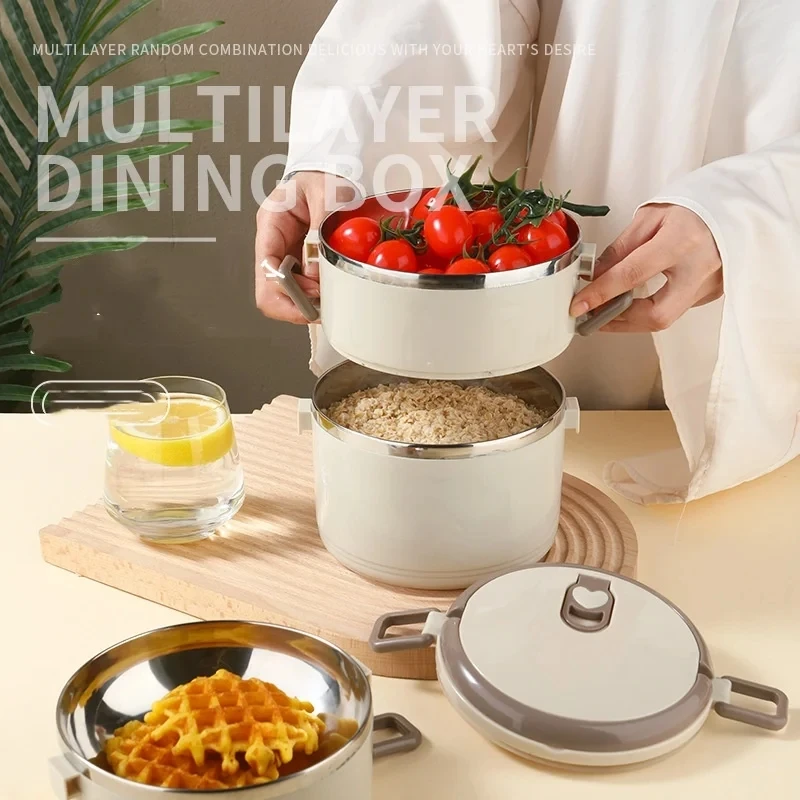 

LUSQI Large Capacity Stainless Steel Insulated Lunch Box Portable Lunch Box For Students And Office Workers