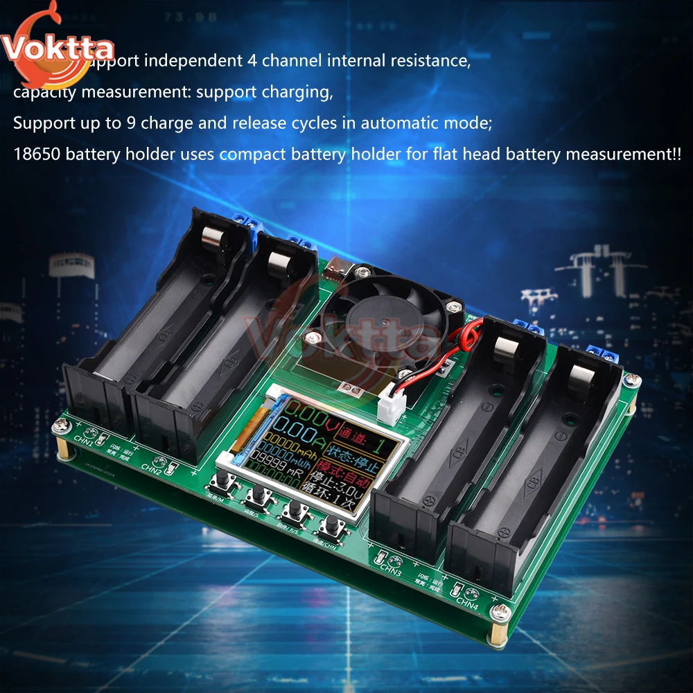 18650 Lithium Battery Capacity Tester MAh MWh Internal Resistance Tester Auto Charging and Discharging Module Power Detector