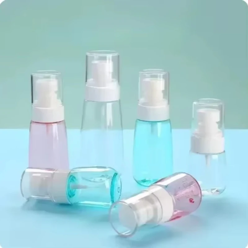 5 Stücke 30 ml-100 ml Tragbare Klar/Blau/Rosa Sprühflasche Reise Parfüm Zerstäuber Spender Flasche Nebel Lotion Leere Nachfüllbar