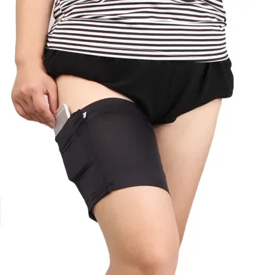 Summer Womens Sexy Thigh Garters with Pocket Anti Friction Mobile Phone Bag Single Piece Black Sexy Thigh Slimmer Bands 1pc