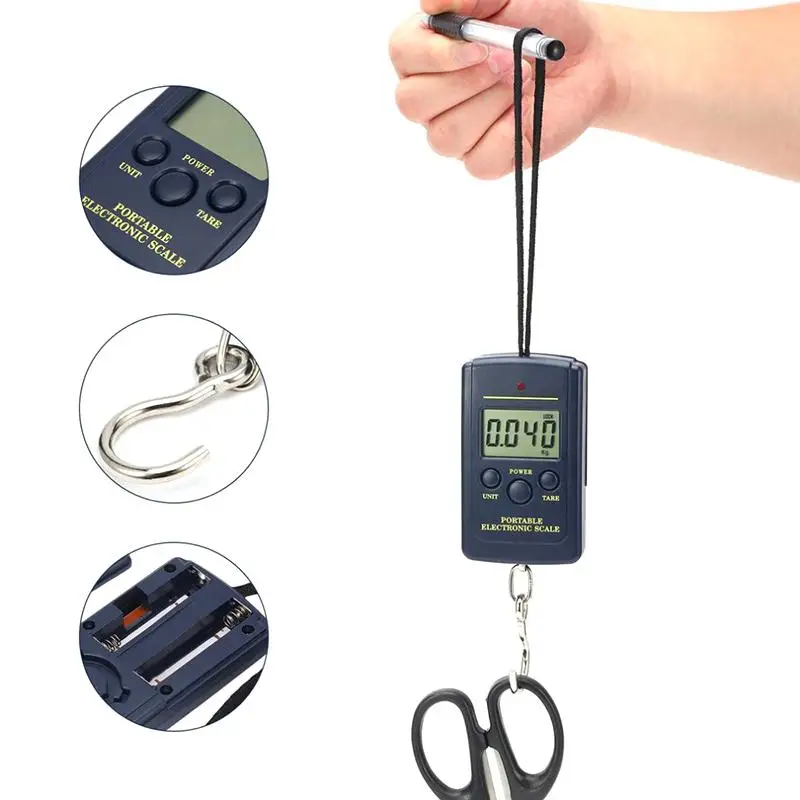 40kg Multifunctional Mini Electronic Digital Portable Hanging Scale Weighs Tool For Fishing Luggage Suitcase Travel Hook Scales