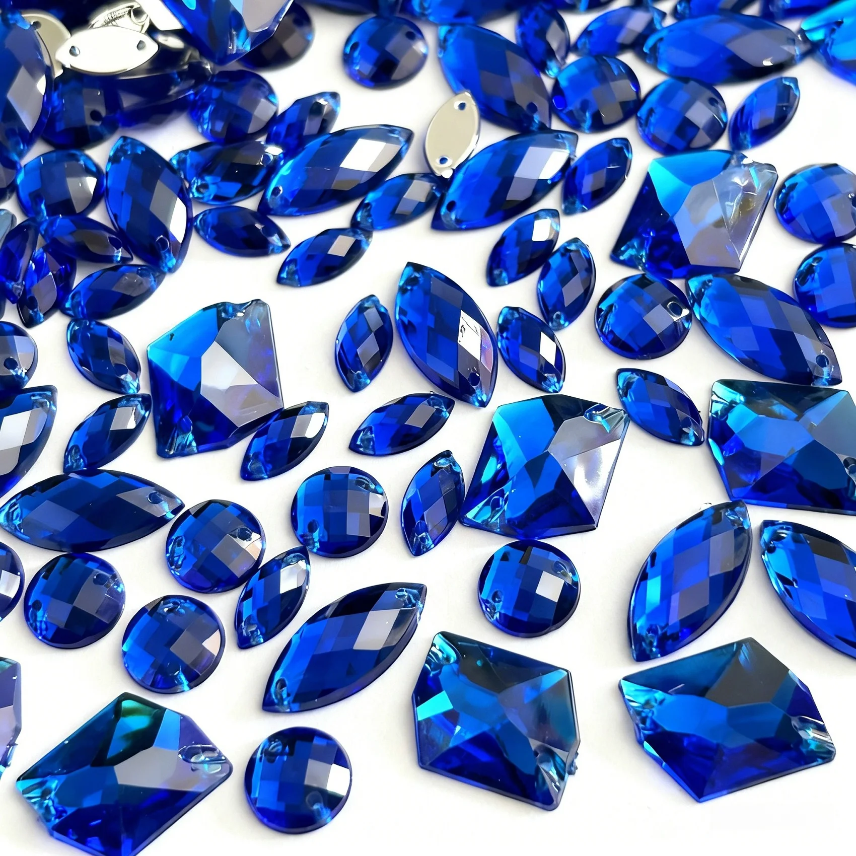 300Pcs Royal Blue Flatback Diy Pendant Jewel Sew on Design Decorative Rhinestones Crystals For Shoes Hair Dance Party Costumes