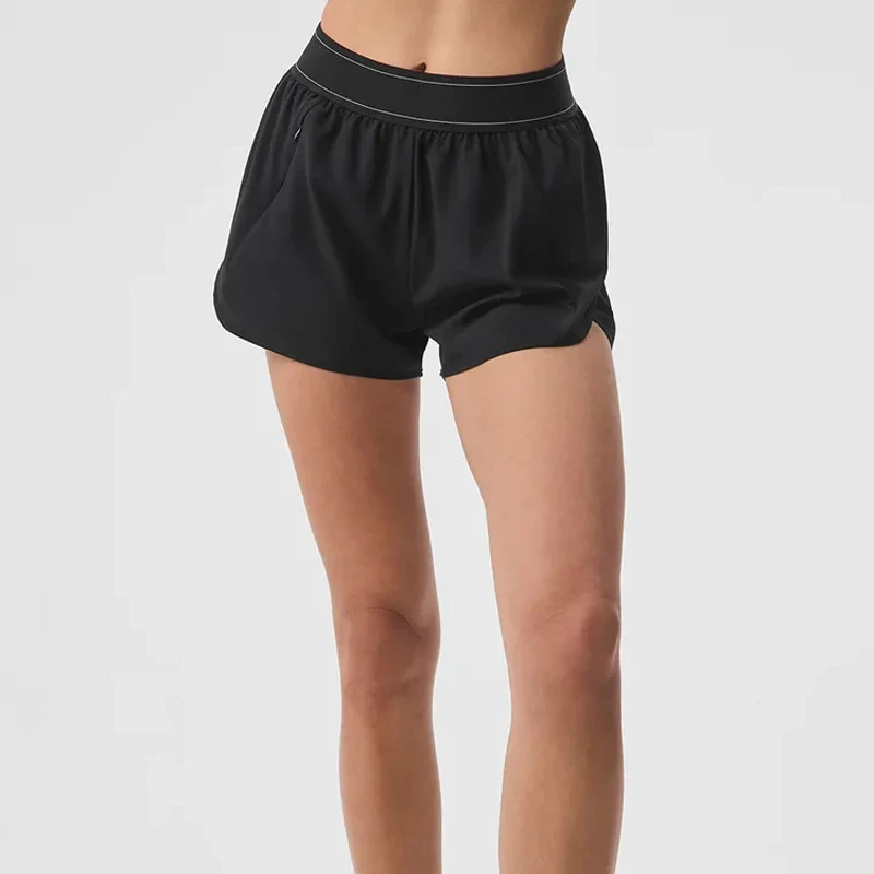 

Yoga Slim Shorts Running Fitness Comfort Breathable Sports Shorts Fashion Elastic High Waist Summer Double-layer Tennis Shorts