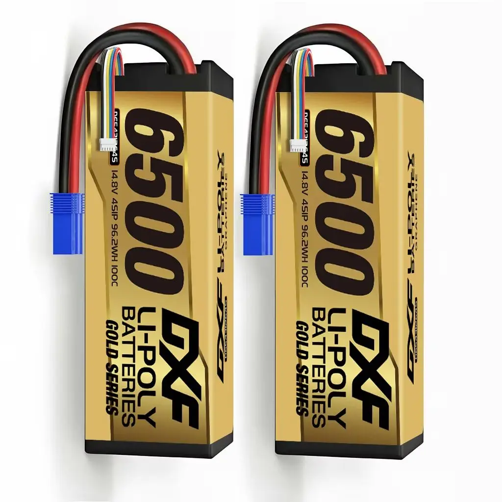 

DXF Graphene Lipo 4S 14.8V Battery 6500mAh 100C EC5 Plug Gold Version Racing Series HardCase for RC Car Truck Truggy 1/8 Buggy