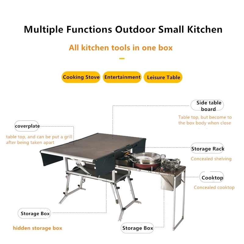 roulotte da campeggio pentole portatili tavolo scatola tavolo pieghevole in alluminio sgabello Shandong set di pentole da cucina