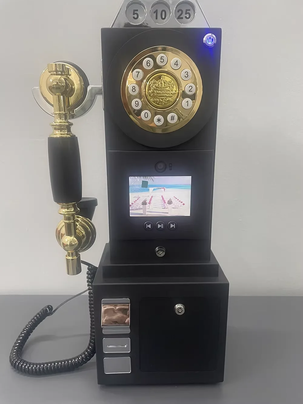 Vintage video guestbook wedding festive classical greeting message telephone view 4