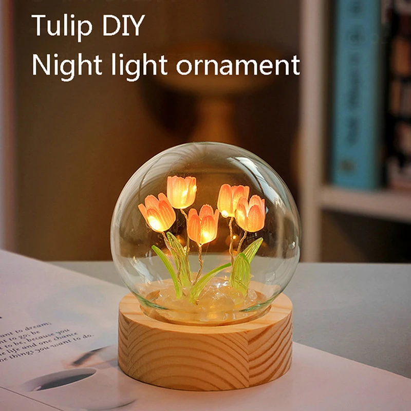 Tulip Night Lights Diy Material Package Creative Night Lamp Home Decoration Holiday Gift Valentine\'s Day For Family Surprise