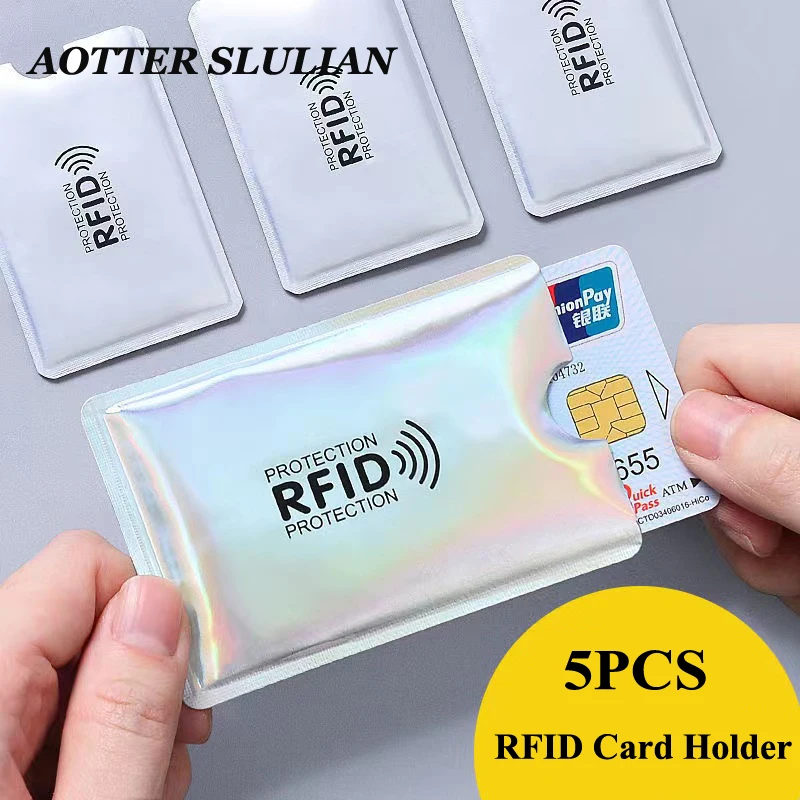 

5Pcs Color RFID Blocking Credit Bank Card Holder Protector Aluminum Foil Anti-Scan Card Sleeves Access Control Card Keeper Case