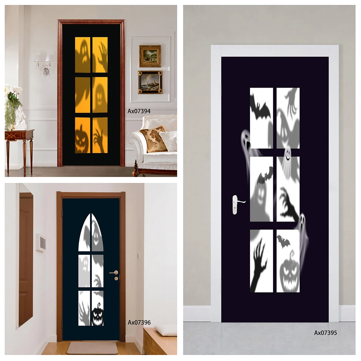 Door Decal Waterproof Removable Window Shadow Ghost Hand Pumpkin Spooky Halloween Sticker Home Entry Door Decor Self Adhesive
