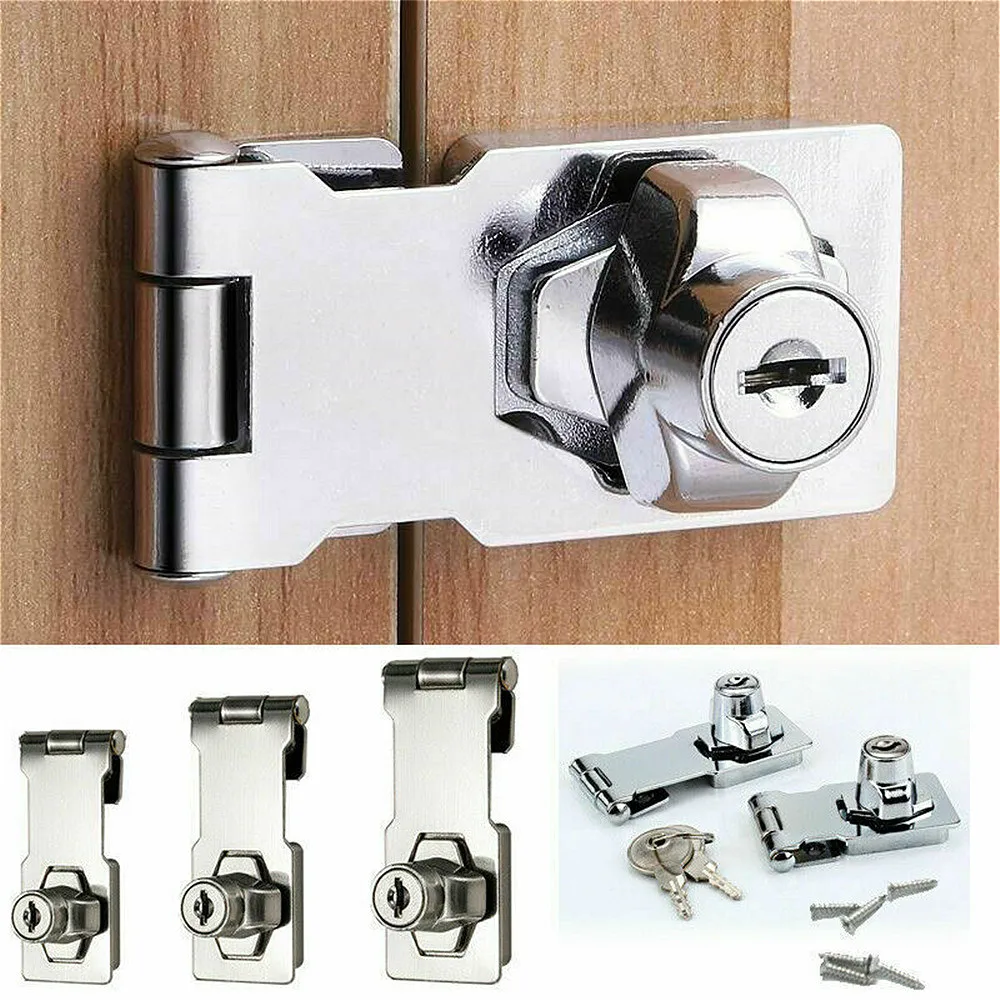 

Locking Hasp Staple Household Lock With Keys Padlock Cupboard Cabinet Shed Garage Mailbox Drawers Lock Home Security Hardware