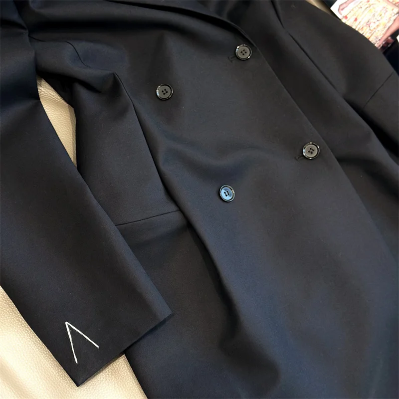 سترة نسائية جديدة لخريف 2025 مزدوجة الصدر بقصة ضيقة وطية صدر وأكمام طويلة من مزيج الصوف سترة نسائية طويلة معطف نسائي #6