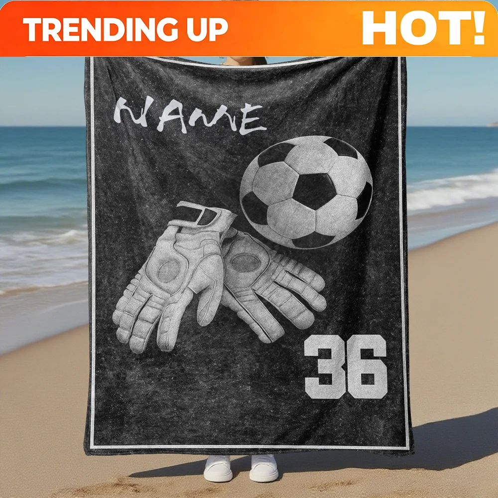 Customize Personalized Fleece Blanket with a Goalkeeper Theme Featuring Custom Text, Suitable for Commemorative Gifts And Versat