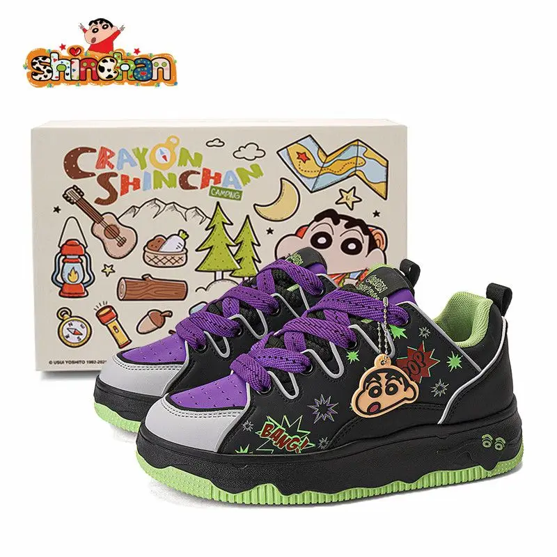 

Anime Crayon Shin Chan Men's Shoes Summer Cartoon Thick Sole Black Casual Sneakers Couple Style Graffiti Board Shoes Gifts