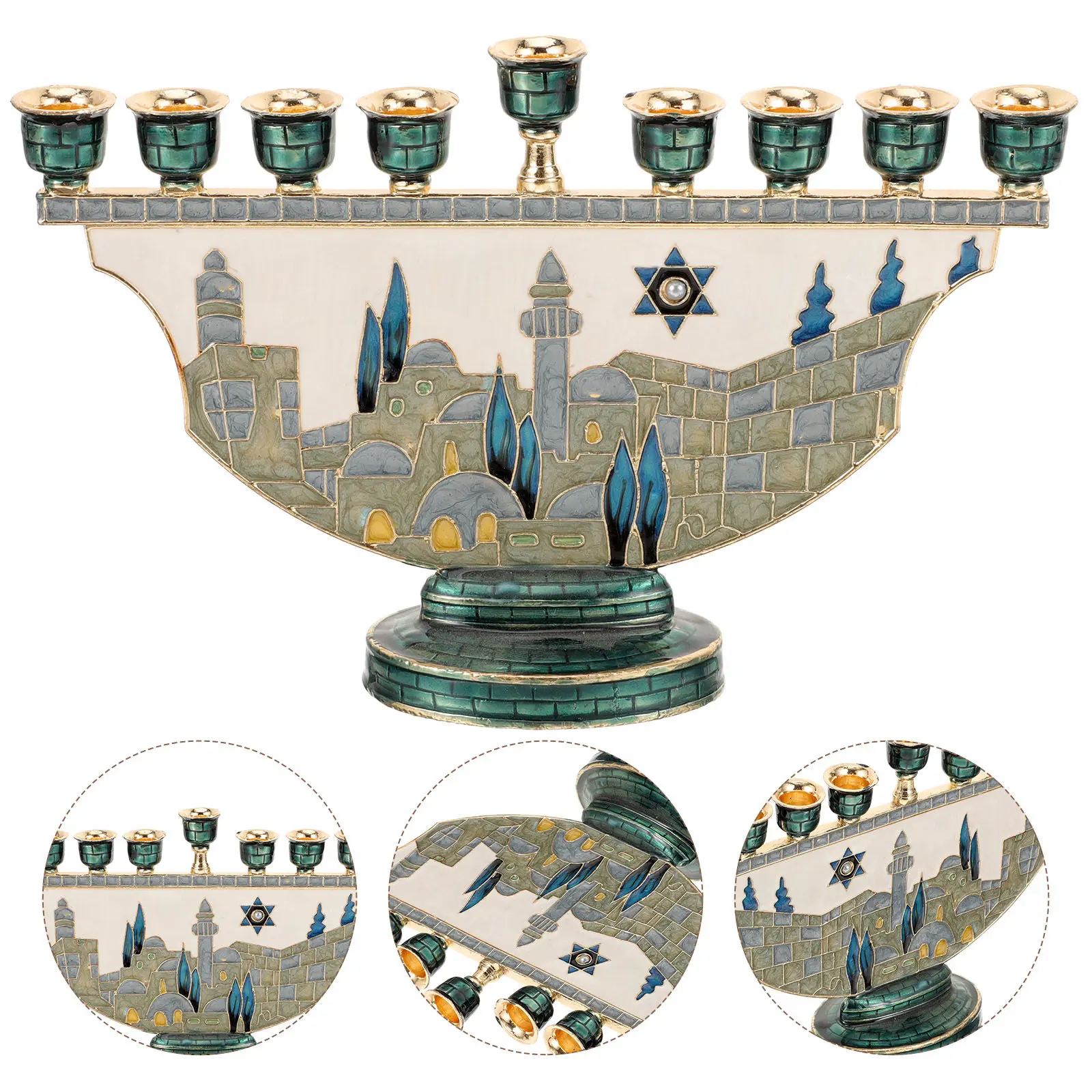 

9-Head Candlestick Metal Candelabra Hanukkah Holder for Home Decor Table Centerpiece Jewish Holiday Victorian Decor