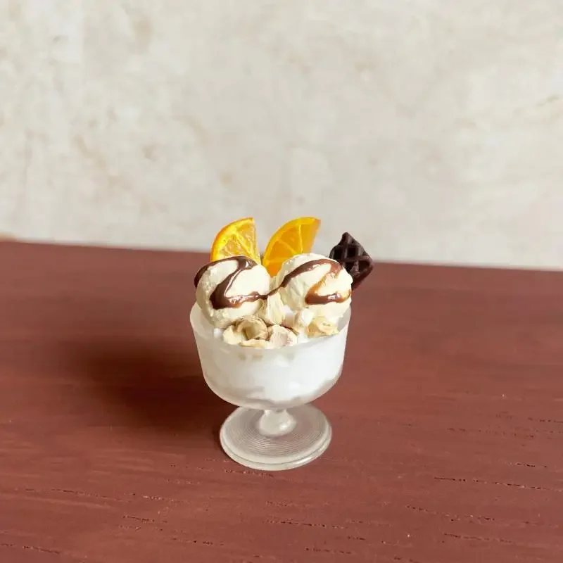 Juguete para casa de muñecas para niños, accesorio de cocina en miniatura de una pieza para helado de naranja y helado